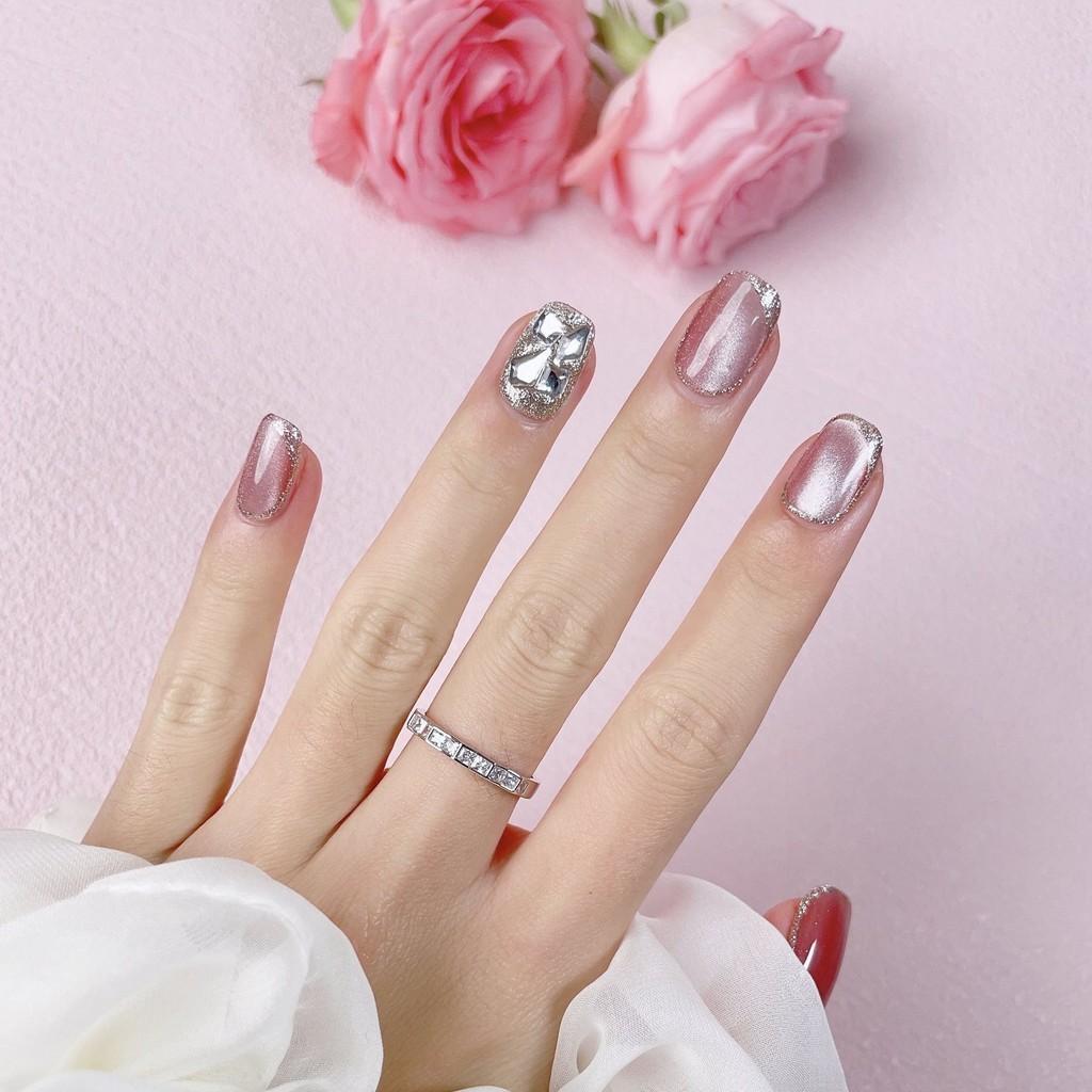 Wearing Nail Handmade  Short Ballet Cat Eye False Nail Removable