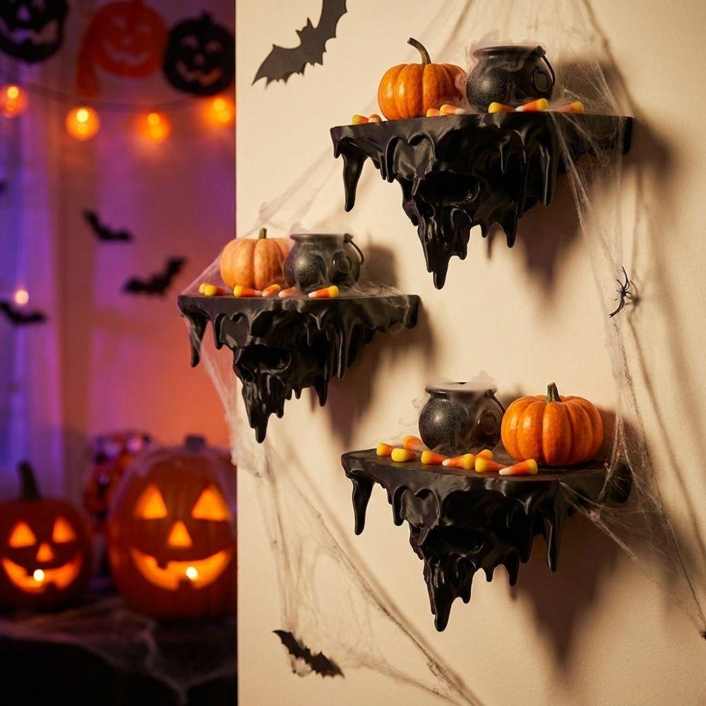 Plastic Icicle Skull Melting Wall Shelf 3D Printed Wall Storage Rack  Home Decor