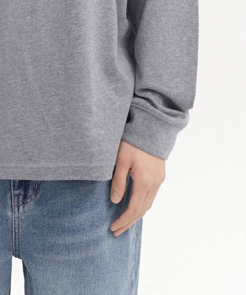 MUSINSA STANDARD Rib Cuff Henley Neck Long Sleeve T-Shirt [Melange Gray]