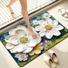 3D Floral Floor Mat Absorbent Diatomaceous Mud Rug Non-Slip Bathroom Entrance Carpet Quick Drying Mat for Living Room Kitchen