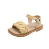 New Girls' Sandals Kids Beach Shoes Weave Style Fashion Woven Children's Sandals Soft Sole Open Toe Princess Shoes 2024 Summer