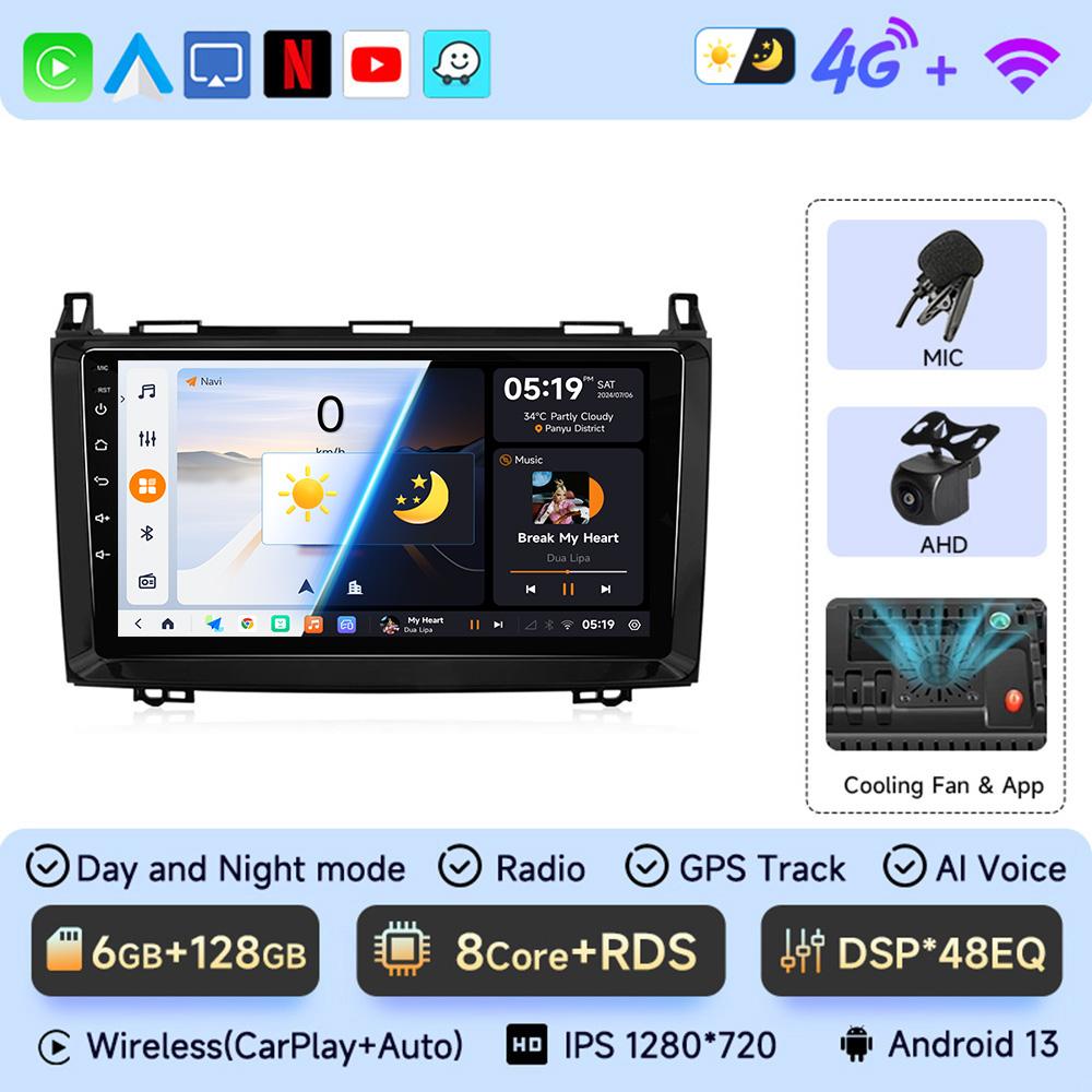 JIUYIN Android 13 автомобильное радио для Mercedes Benz W169 W245 B200 W906 Sprinter W639 Vito беспроводной CarPlay Auto No 2 din 2din DVD