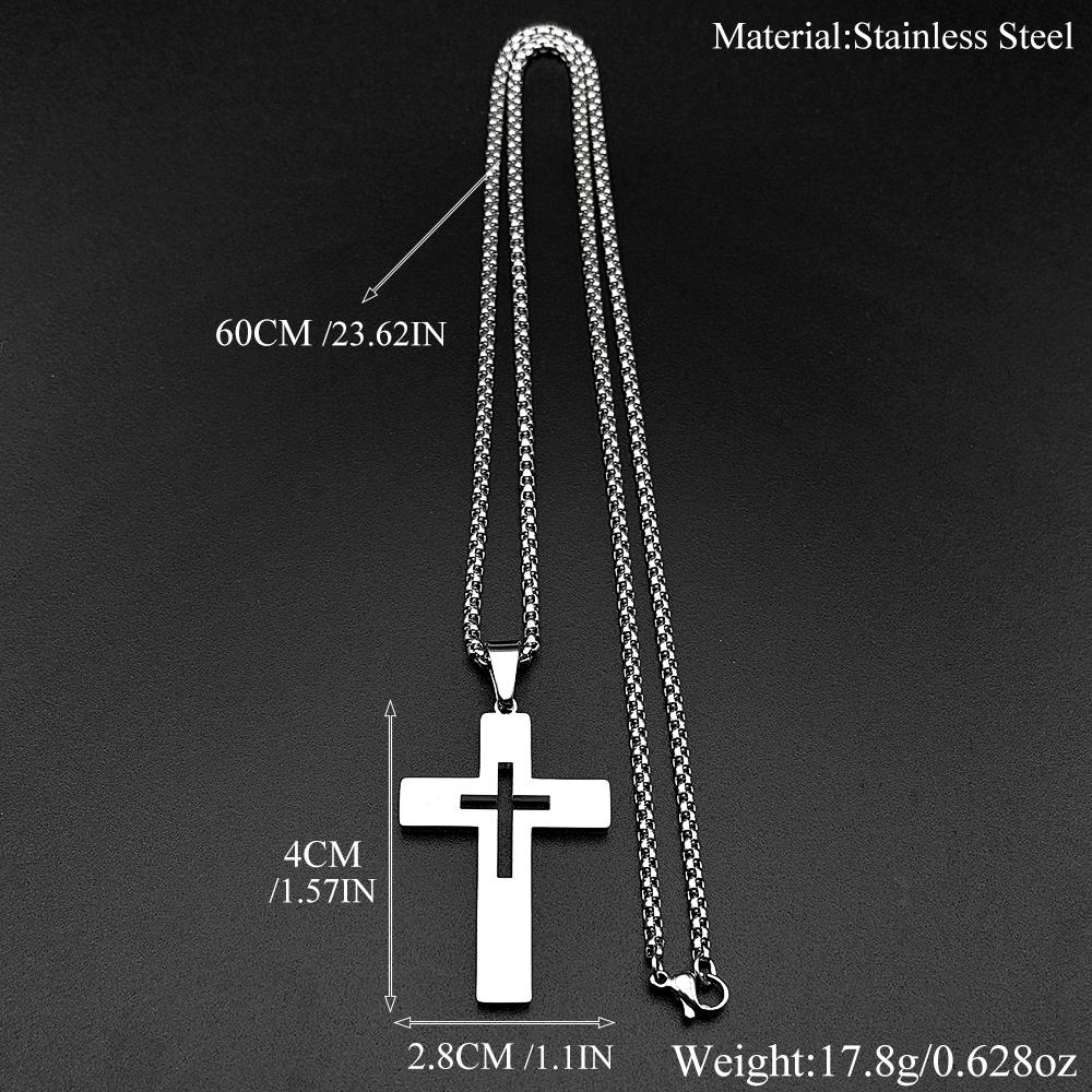 Hollow Punk Christian Cross Pendant Necklace for Women Men Stainless Steel Gold Silver Color Hip Hop Biker Chain Faith Jewelry