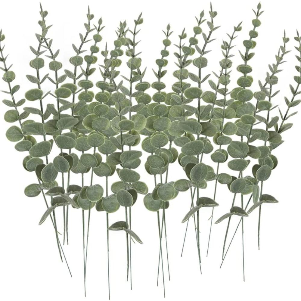 24 шт. Искусственные ветки, искусственные листья эвкалипта, искусственные стебли эвкалипта для цветочной композиции, свадебных букетов, украшения дома