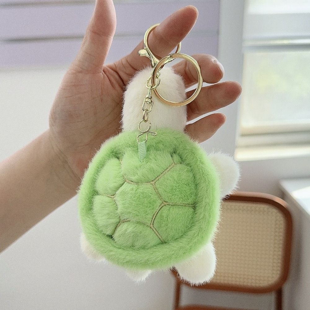 PP Cotton Plush Turtle Key Ring With Sound Green Doll Key Ring Couple Gift