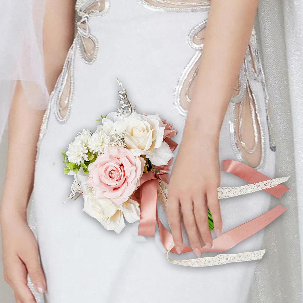 Свадебный букет невесты, домашний декор с лентой, искусственные цветы ручной работы для подружки невесты, центральный элемент вечеринки, свадьбы, девичника