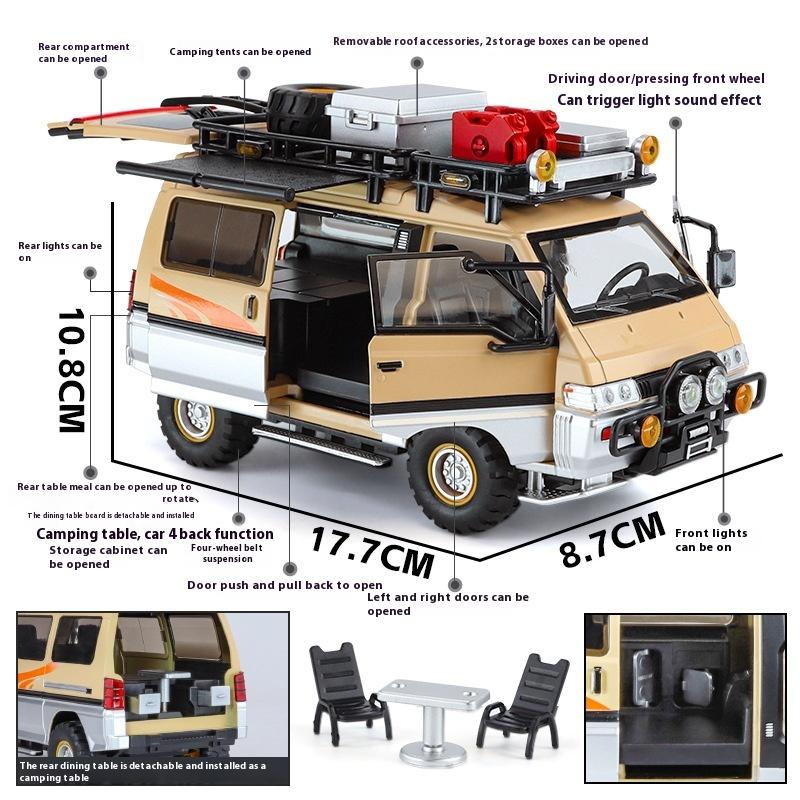 1:24 Mitsubishi Delica Off Road MPV Alloy Diecast Model Sound and Light Toy Home Trendy Display Ornament Kids Toys Gift for Boys