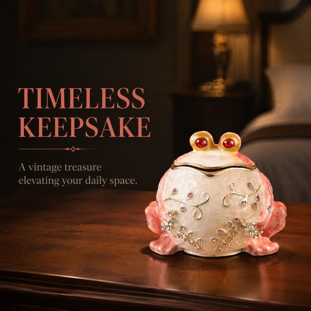 Inlaid Rhinestones Animal Figurine Trinket Box Decorative Figurine Box Dresser Tabletop Display