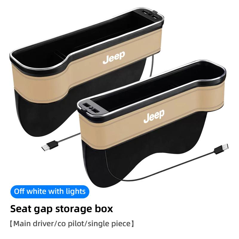 Car Seat Atmosphere LED Light Gap Storage Box Organizer For Jeep Grand Cherokee Wrangler JK Gladiator Compass Renegade Patriot ALM1