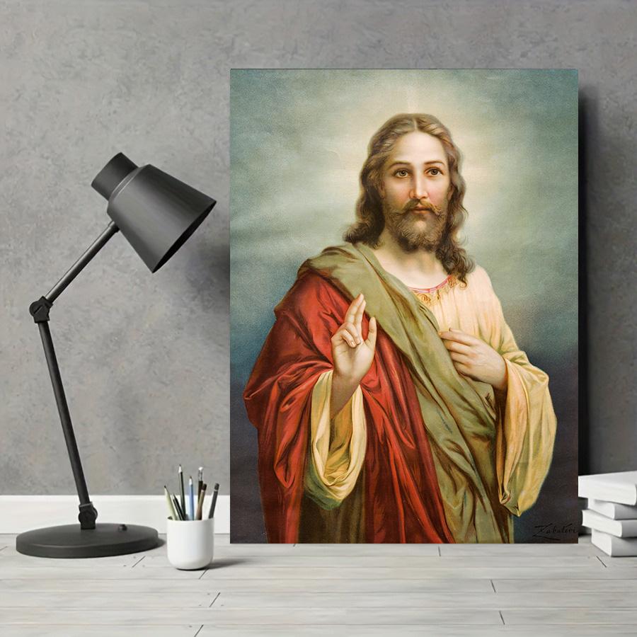 Vintage Sacred Heart of Jesus Art Prints Mary God Poster Abstract Religion Canvas Painting Retro Wall Picture Home Decoration