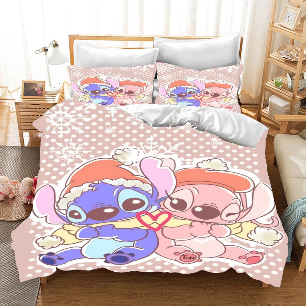 Стич Аниме Домашний Спальня Комфорт Нордический полиэстер Материал подходит для детей и взрослых Комплект из 3 предметов