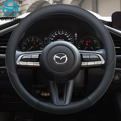 100% брендовый кожаный чехол DERMAY на руль спортивного автомобиля, высокое качество для Mazda 3 bl bj bn 323 Axela 3 Sport Auto