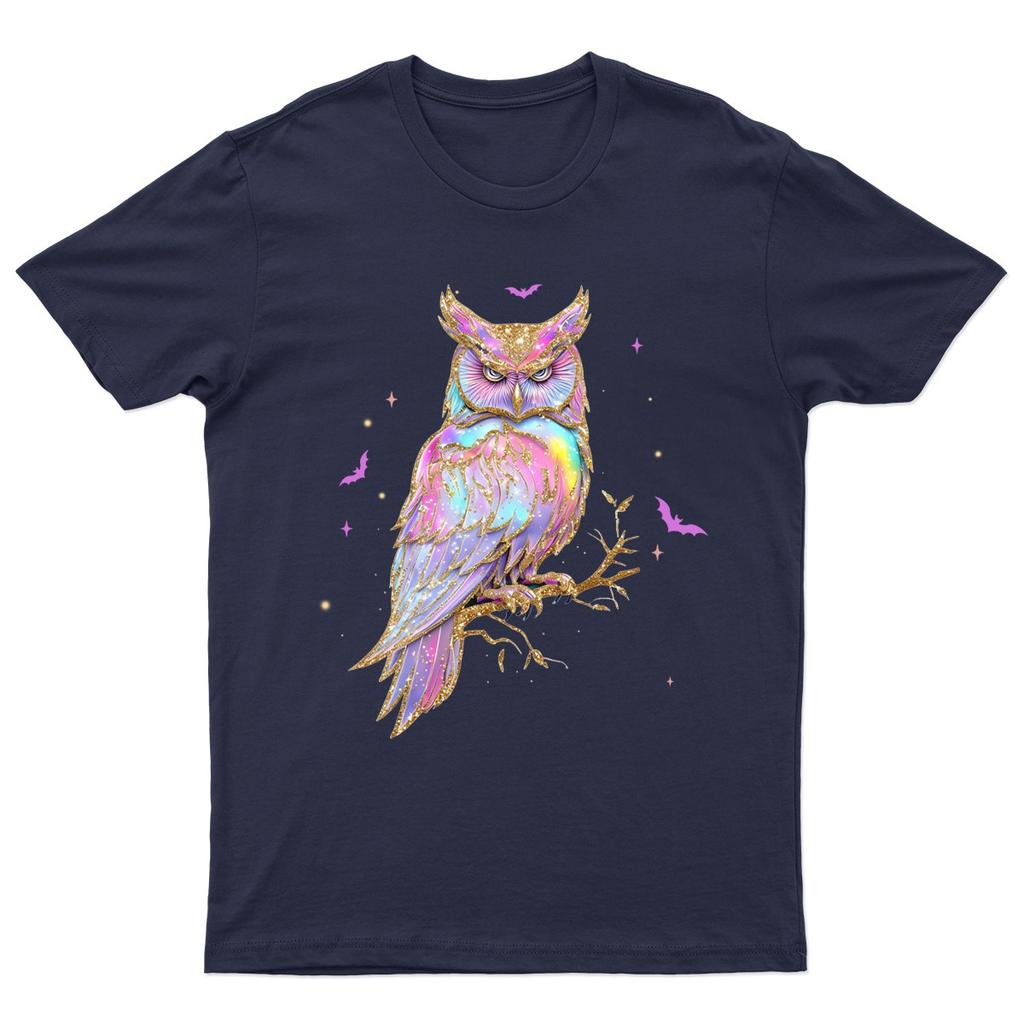 Mystical Rainbow Owl Fantasy T-Shirt Unisex Gift Retro Funny Nature Pet Lover