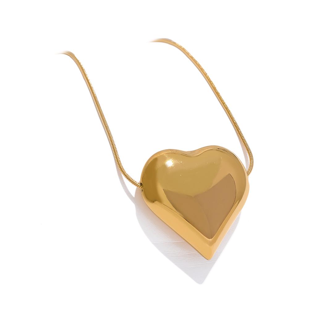 Eetit 316l Stainless Steel Heart Pendant Necklace for Women Metal Texture Romantic Gold Color Jewelry Bijoux Anniversary Gift