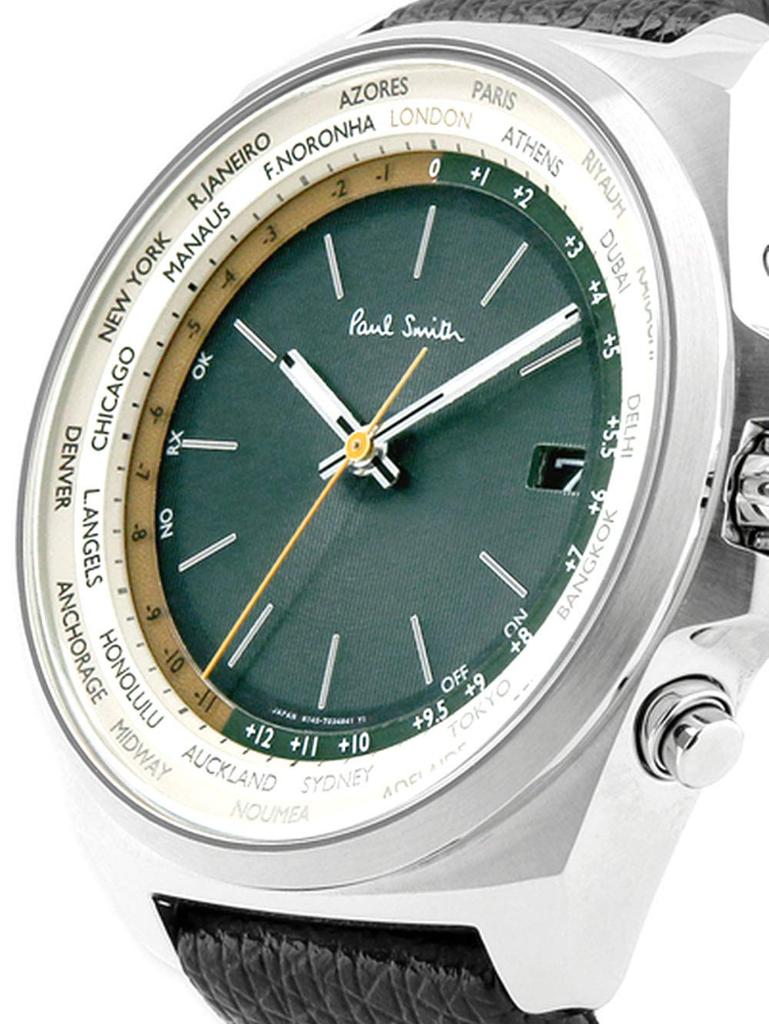 Paul Smith Радиочасы на солнечных батареях с закрытыми глазами и мировым временем TT Зеленые KL5-211-40 [Товар]