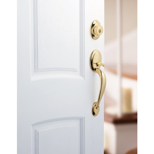 Kwikset Dakota Single Cylinder Handleset w/Tylo Knob Featuring SmartKey In Polished Brass