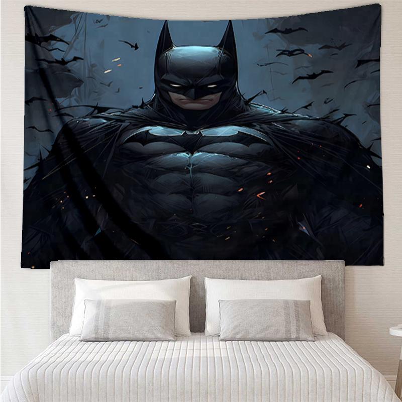 Batman Print Tapestry, Backdrop, Easy Setup, Ideal for Bedroom, Office & Living Room, with Aesthetic Wall Hanging Decor.