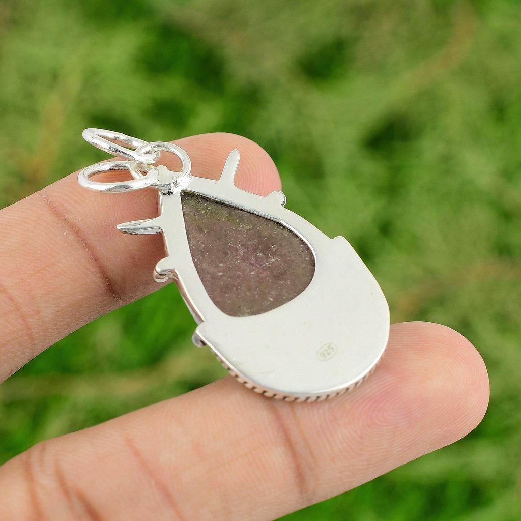 Daughters Day Deal Sterling Silver Rhodonite Gemstone Heart Chakra Wife Pendant