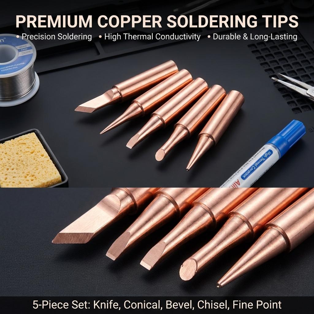 5PCS 900M Soldering Iron Head Set Copper Electric Soldering Iron Tip inside Hot Bare for DIY Craft And Electronic Repair