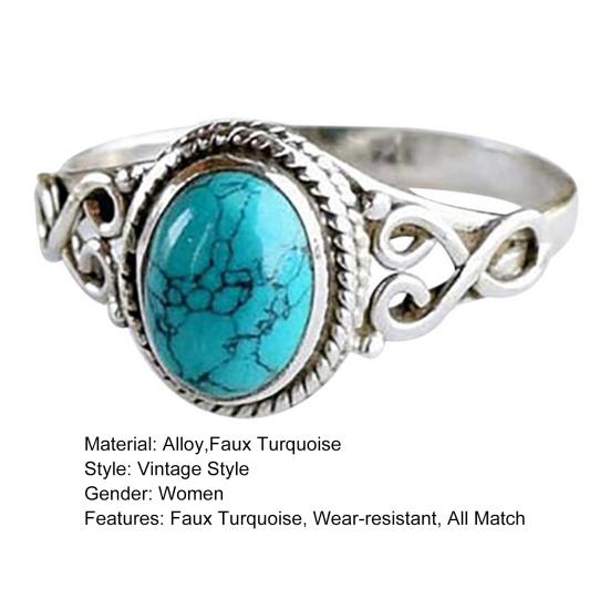 Женское кольцо изысканное искусственное бирюзовое цветное винтажное женское кольцо в винтажном стиле украшение на палец