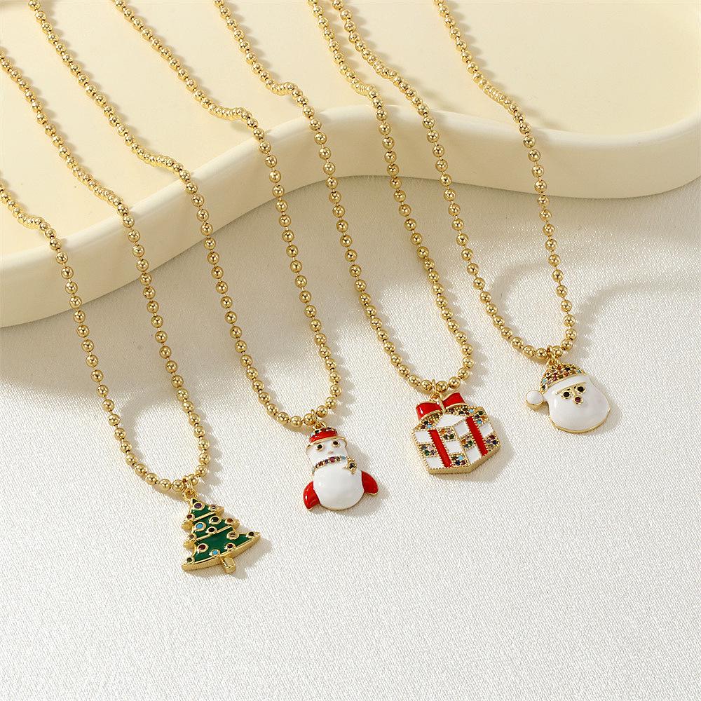 Рождественская коллекция: Ожерелье из бусин с шармами в виде дерева, снеговика, Санты, оленя, венка, перчаток и носков