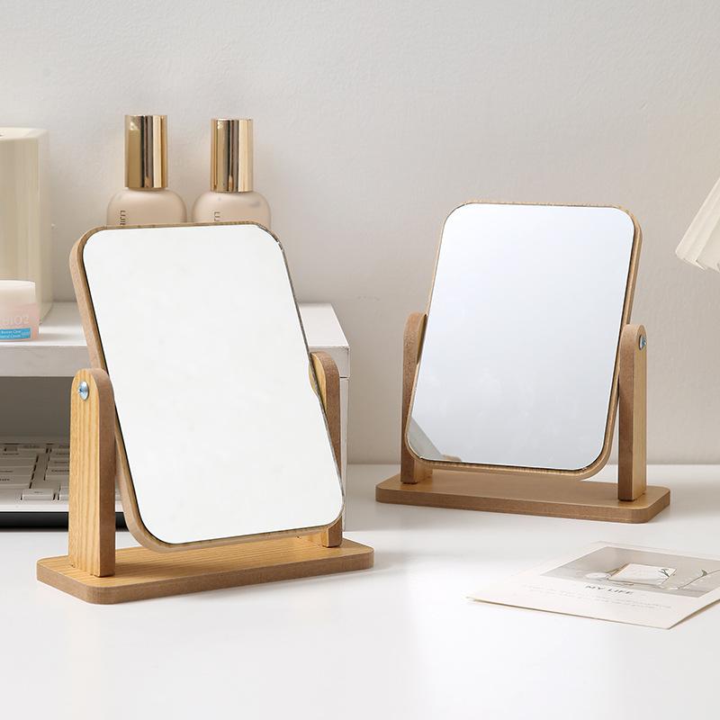 1 шт. Деревянное зеркало для макияжа Прозрачное для личного использования Подставка с регулируемым углом Основа для макияжа Настольное