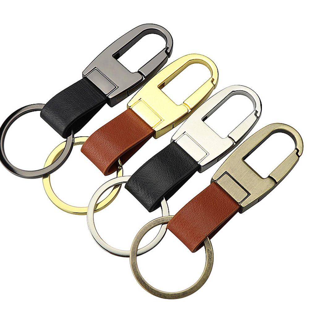 Luxury Leather Fashion Simple Car Key Chain Key Holder Men's Waist Buckle Metal Keychain Keyring