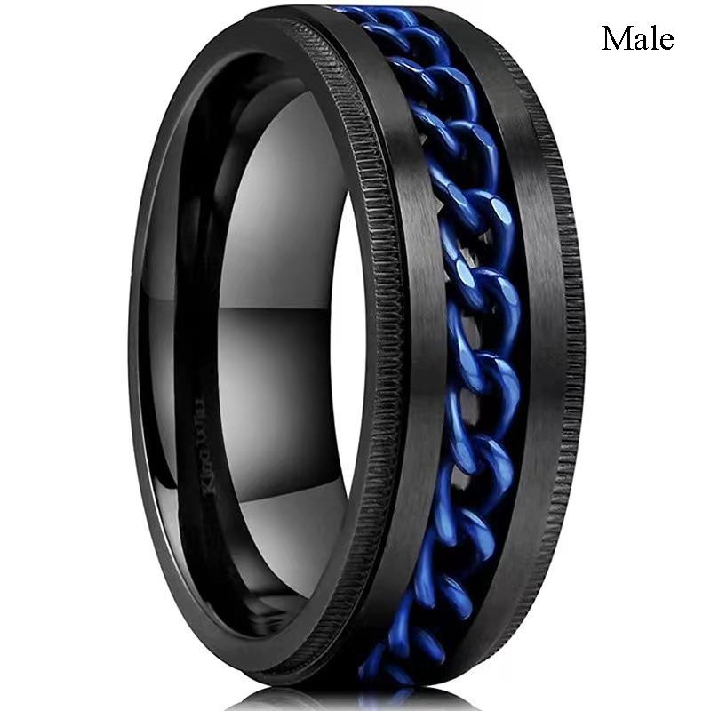 Fashion Couple Rings Romantic Women Blue Rhinestones CZ Rings Set Trendy Men Stainless Steel Rings Wedding Band Jewelry Gifts