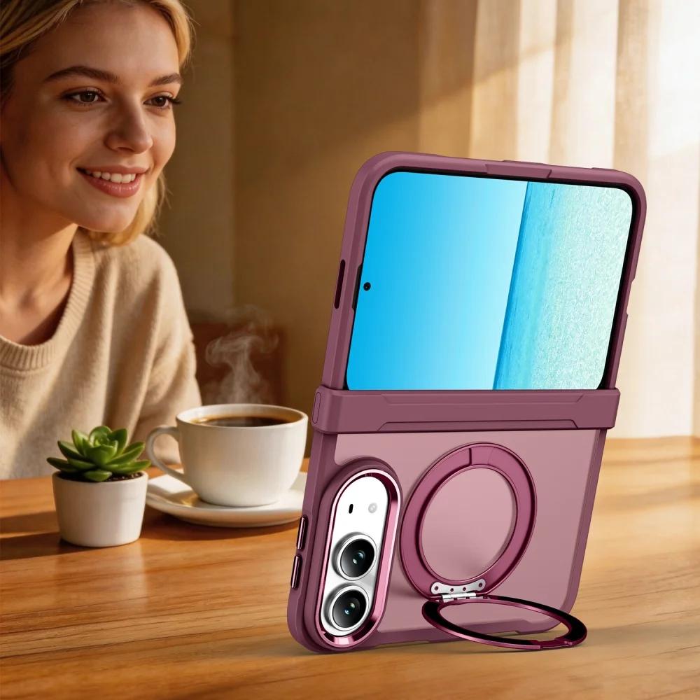 Новый чехол-книжка с магнитной петлей для IPhone Duo IPhone 18 Fold для беспроводной зарядки Magsafe с металлическим кронштейном 360° Защитная крышка