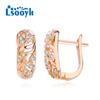 LSOOYH серьги-клипсы цвета розового золота, модные серьги для женщин, серьги-гвоздики с полым цирконием, ювелирные изделия