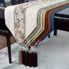 New Chinese Style Retro Table Flag Jacquard Fringed Knitting Table Flag High-end Table Cloth and Tea Table Cloth Table Runner