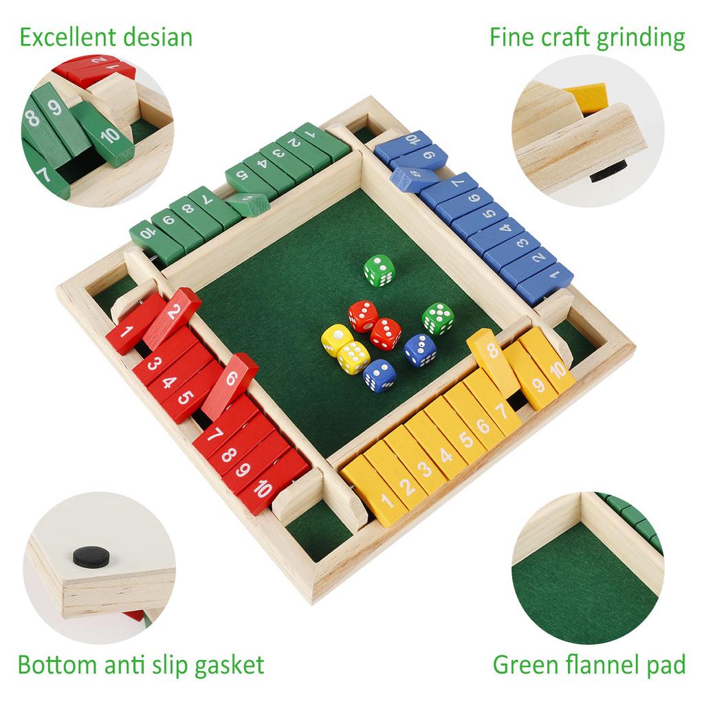 Деревянная игра «Закрой коробку» (Shut the Box) для 4 игроков, игрушки, интерактивная игра с кубиками «Закрой коробку» для семейного взаимодействия