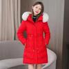 Winter Women New Elegant Parkas Midi Slim Fashion Korean Big Fur Collar Zipper Drawstring Classic All-match Warm Down Jacket