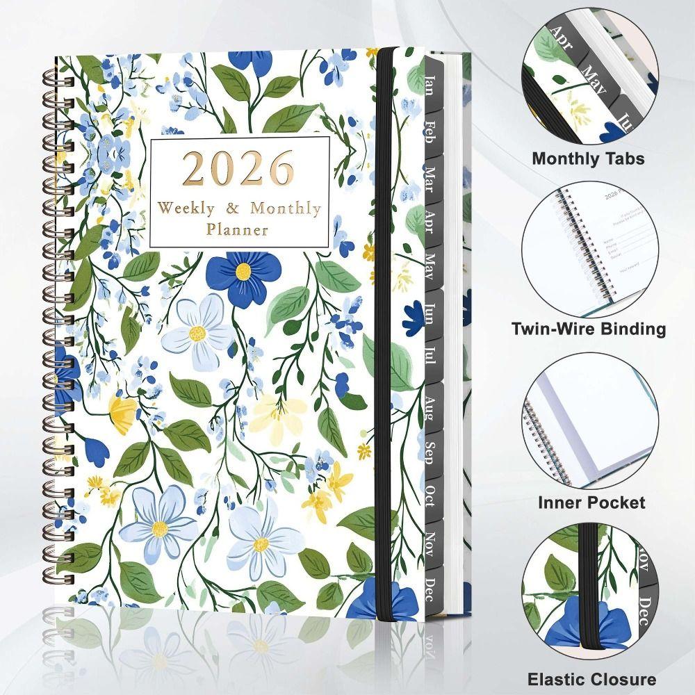 Spiral Binding Coil Diary Book A5 Size Spiral Notebook Yearly Schedule Planner Yearbook Recording