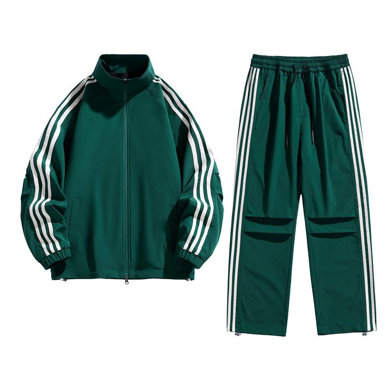 Мужской ретро спортивный костюм с тремя полосками и воротником-стойкой