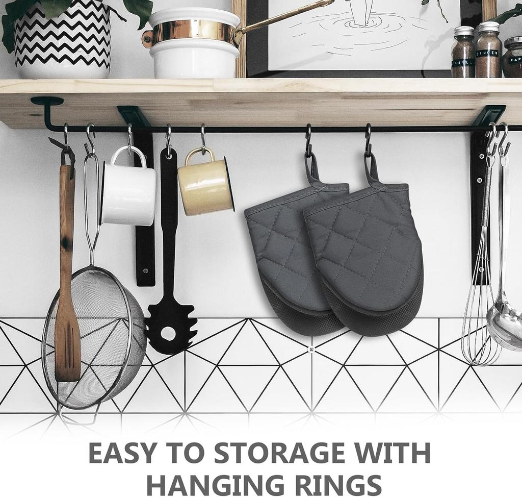 1 пара коротких прихваток - силиконовые кухонные перчатки для духовки, термостойкие, для барбекю, выпечки, готовки и гриля