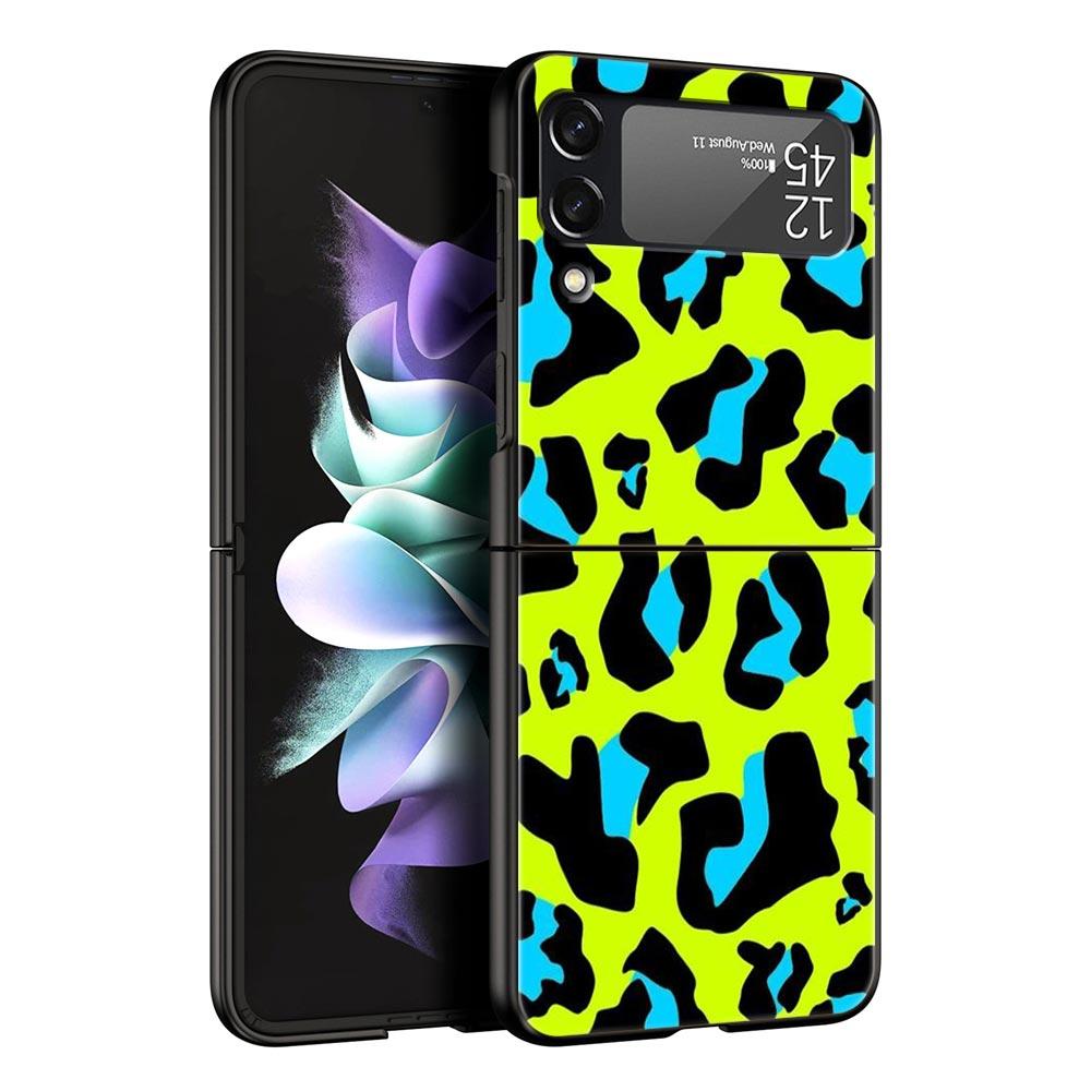 Чехол для телефона с леопардовым принтом для Samsung Galaxy Z Flip 6 5 4 3 Корпус для Samsung Z Flip3 Flip4 Flip5 Flip6 Жесткая крышка из поликарбоната