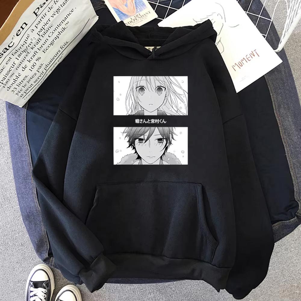 Harajuku Anime Horimiya Miyamura Izumi and Hori Kyouko Graphic Print Hooded Men Women Aesthetic Hoodies Sweatshirt Male Pullover