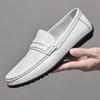 Fashion New Style Men Business Loafers Genuine Leather Slip On Flats Handmade Casual Shoes Formal Wedding Driving Shoes Breath Moccasins