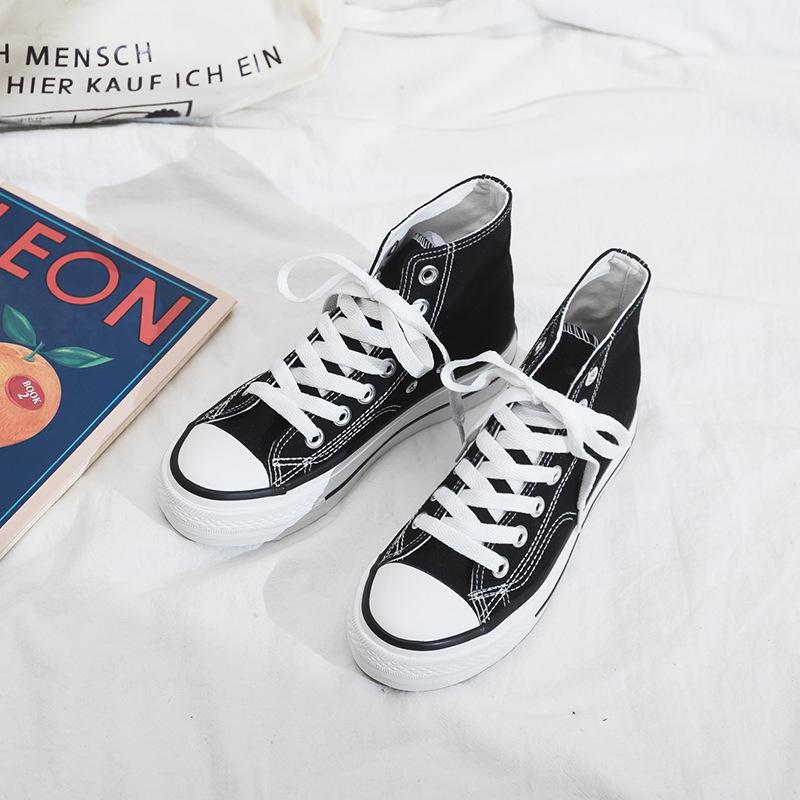 Женские высокие парусиновые туфли на толстой подошве, дышащая плоская платформа, универсальная корейская мода R66