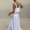 Womens 2026 White Cotton Linen Vest Skirt Set Casual Loose Two-Piece Dress