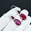 Beautiful Kashmir Ruby & Red Garnet Earrings, 925 Sterling Silver Earrings Antique Style Earrings, Dangle Drop Earrings For Birthday Gift
