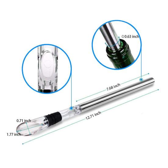 3Pcs Wine Cooling Stick Reusable Stainless Steel Portable 3-in-1 Wine Cooler Aerator Pourer Set Home Supplies