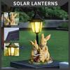 Outdoor Solar Rabbit Family Resin Statue - Courtyard Path Lighting Decoration