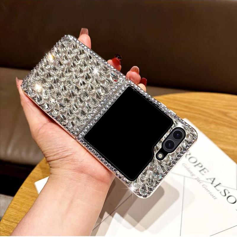 Luxury Bling Rhinestone Case For Samsung Z Flip 5 Z Flip 4 Z Fold 5 4S23 S22 Ultra S21 A14 A24 A34 A54 A13 A23 A33 A53 DIY Diamond Hard PC Back Cover