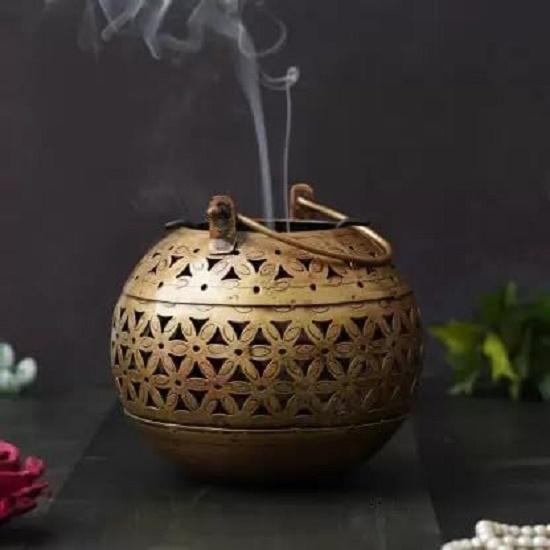 Dhoop & Tea Light Candle Holder/Lantern Hanging Antique Gold Finish for Diwali Gifts | Home Decoration | Gifts | Home Decor