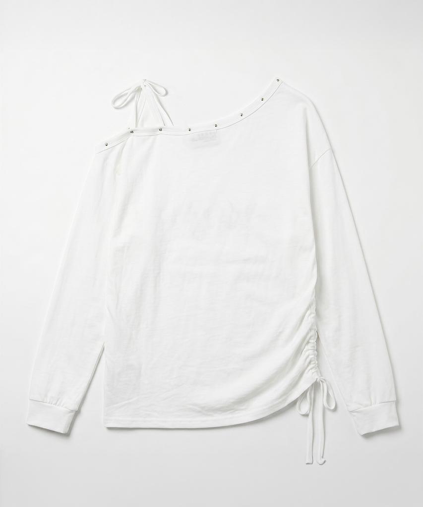 THE GREEN LAB Studded One-Shoulder String Long Sleeve [White]