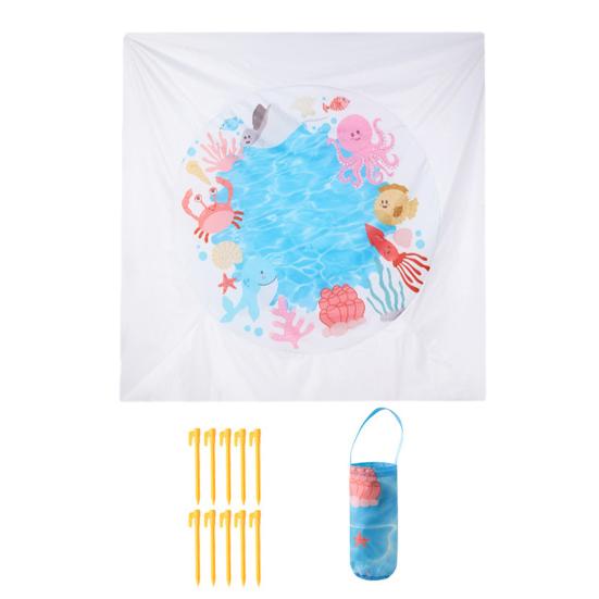 1 Набор Детский Плескательный Бассейн Пляжное Одеяло с Сумкой для Колышков Легкий Портативный Складной 2-в-1 Летние Каникулы Малыши Плескательный Бассейн Уличный Коврик для Кемпинга