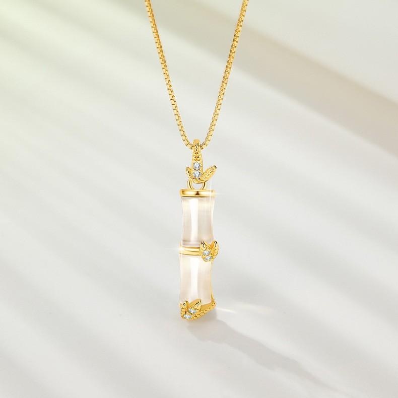 Бамбуковое ожерелье для женщин, Японское и корейское простое модное универсальное ожерелье-подвеска «Кошачий глаз», цепочка для ключицы