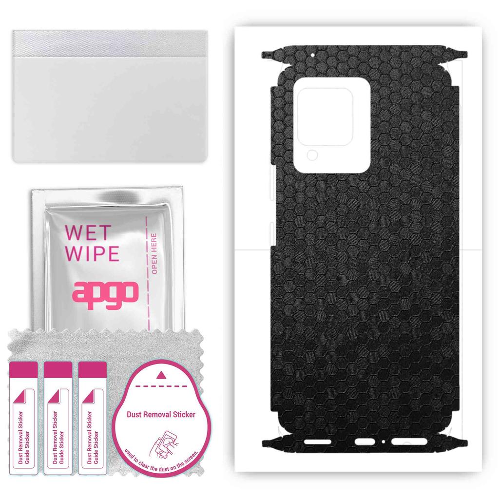 apgo Protective Skin Sticker for the Back+sides Compatible with Vivo S12 Pro, Full Wrap Film, Foil, Vinyl - Pattern Black Honeycomb